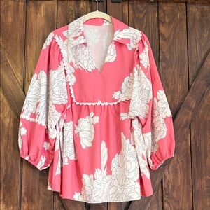 Women's Pink Floral Blouse